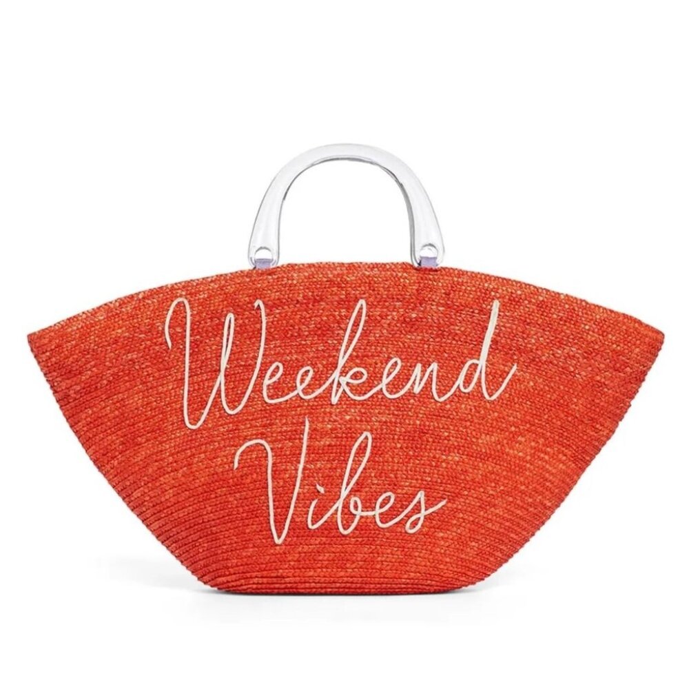 🍊 NEW Eugenia Kim Orange Weekend Vibes Straw Carlotta Tote Bag